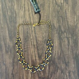Ann Taylor Gold and Navy Circle Necklace